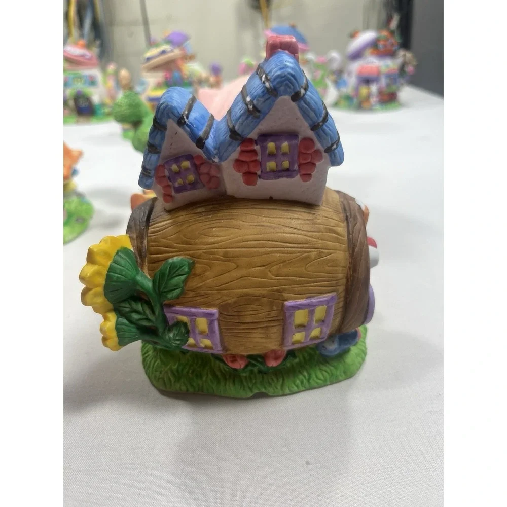 Set of 4 Rabbit Village Cottages Coffee Shop Bakery Flower Shop Houses